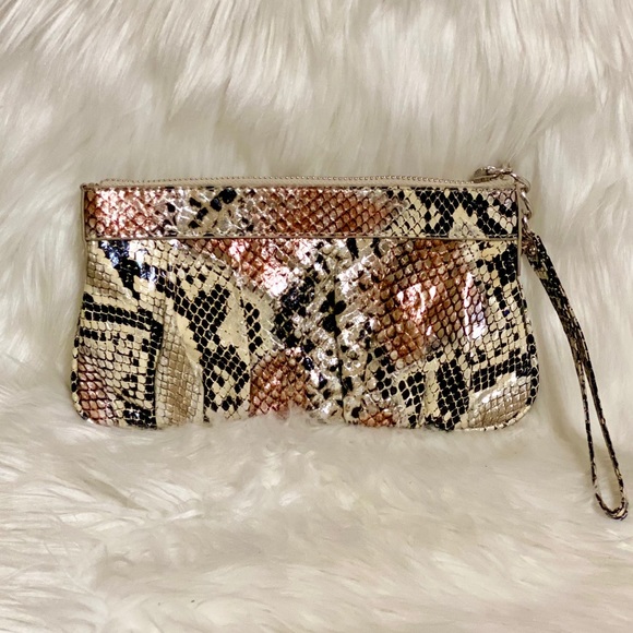 Express Handbags - Express Snakeskin Animal Print Clutch Wristlet Bag